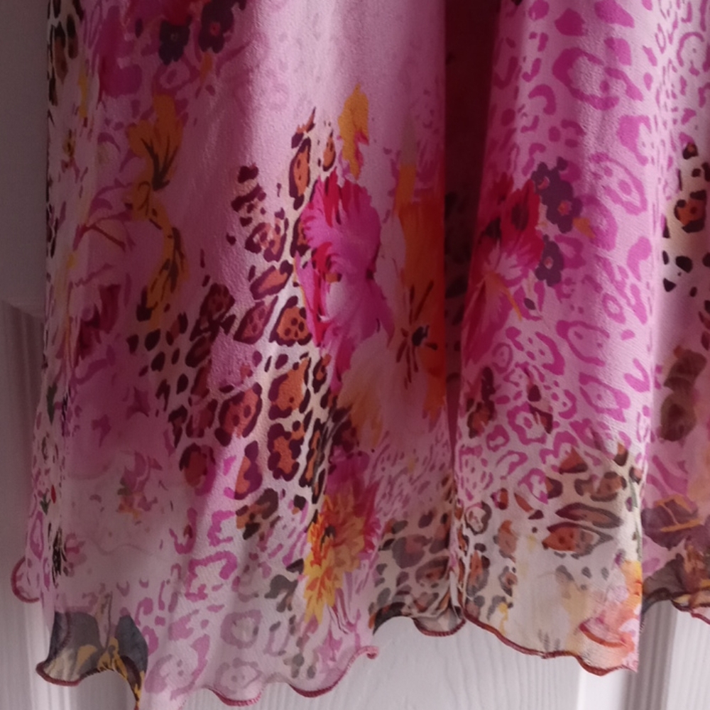 Silk cheetah and floral dress tailored dress(ice) - Picture 4 of 6